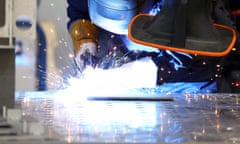 A BAE Systems welder at one of its factories, in Telford, England