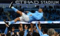 Sergio Aguero is given a rapturous send-off by his Manchester City teammates at the Etihad.