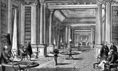 An illustration of the library of the Reform Club, London, in 1891.