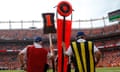 The NFL has long used two bright orange sticks and a chain to measure for first downs. 