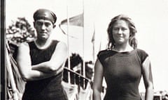 Australian swimmers Fanny Durack and Mina Wylie poolside in Stockholm in 1912