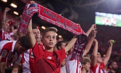 SOCCER: SEP 15 La Liga - Real Madrid at Athletic Bilbao<br>BILBAO, SPAIN - SEPTEMBER 15: , Fan of Athletic celebrates the goal during the La Liga match between Athletic Club de Bilbao and Real Madrid Club de Futbol at San Mames stadium on September 15, 2018, in Bilbao, Spain. (Photo by Carlos Sanchez Martinez/Icon Sportswire via Getty Images)