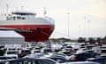 A ship moored at the port of Malmo in Sweden