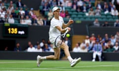 Jannik Sinner plays a forehand shot during his win against Ben Shelton