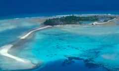 An aerial view of Diego Garcia Islands in the Indian ocean