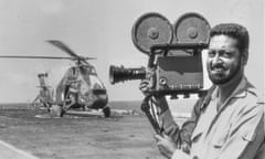Mohinder Dhillon covering the civil war in Yemen in 1967 on the Royal Navy aircraft carrier HMS Eagle, in the waters off Aden.