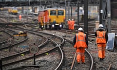 Rail staff working on tracks