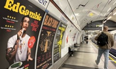 Ed Gamble tour poster on a tube platform now featuring a cucumber