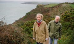 Picture By Jim Wileman - Author Raynor Winn, pictured at home in Polruan, Cornwall, with her husband Moth, and their dog Monty.