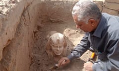 The statue is uncovered at the temple of Dendera.