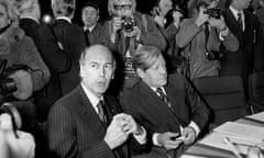 Former French president Valéry Giscard d’Estaing, left, pictured with the German chancellor Helmut Schmidt in 1976. 