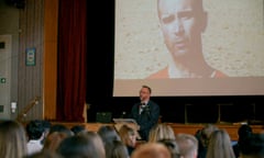 Mike Haines talks to school pupils about his brother David, who was killed by Isis.