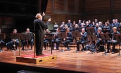 Sincerity … Martyn Brabbins conducts the London Sinfonietta with the Londinium Choir, Abigail Sinclair, soprano, and Lisa Dafydd, soprano.