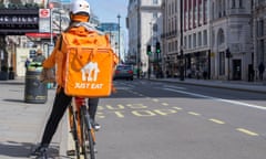 A JustEat delivery rider in Central London