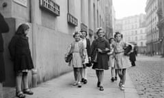 French schoolgirls in Paris in 1945.