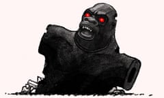 Illustration by David Foldvari of a broken King Kong statue.