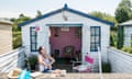 Jo Oakley outside her Whitstable beach hut.