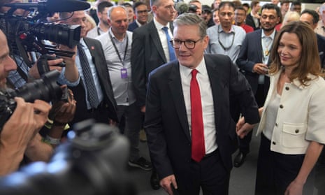 The Labour leader, Keir Starmer, arrives at the count for his constituency in Holborn and St Pancras.