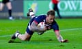 England's Tom Johnstone scores one of his two tries at the Totally Wicked Stadium