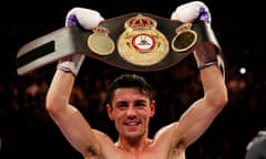 Anthony Crolla celebrates victory over Darleys Perez with the WBA World lightweight belt.