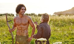 Aidan Turner during filming of Poldark