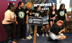 A group of fired Starbucks employees celebrate the result of a vote to unionize one of the coffee company's locations on Tuesday, June 7, 2022, in Memphis, Tenn. The so-called "Memphis Seven" jumped for joy, hugged each other and wept after a count held by the National Labor Relations Board showed an 11-3 vote in favor of unionization of a Starbucks in Memphis. Starbucks said they were fired for violating company policies, but the seven say they were let go in retaliation for unionization efforts. (AP Photo/Adrian Sainz)