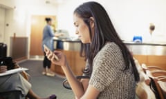 VARIOUS<br>Mandatory Credit: Photo by Blend Images/REX/Shutterstock (5380858a) MODEL RELEASED Businesswoman Using Cell Phone In Waiting Area, West New York, New Jersey, United States VARIOUS