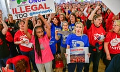 West Virginia Teachers Strike<br>Teachers hold a rally outside the Senate Chambers in the West Virginia Capitol Monday, March. 5, 2018 in Charleston, W.V. Hundreds of teachers from 55 counties are on strike for pay raises and better health benefits, (AP Photo/Tyler Evert)