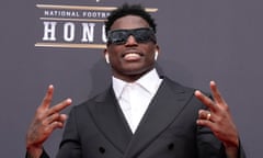 Tyreek Hill of the Miami Dolphins poses on the red carpet at the NFL Honors award show ahead of the Super Bowl earlier this month.