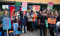 Teachers on strike outside Forest Hill school in Lewisham, south London