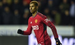 Marcus Rashford during the FA Cup third round match between Wigan Athletic and Manchester United