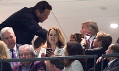 NCAA Football: College Football Playoff National Championship-Clemson vs Louisiana State<br>Jan 13, 2020; New Orleans, Louisiana, USA; Movie actor Vince Vaughn greets First Lady Melania Trump and President Donald J. Trump in the College Football Playoff national championship game between the Clemson Tigers and the LSU Tigers at Mercedes-Benz Superdome. Mandatory Credit: Mark J. Rebilas-USA TODAY Sports