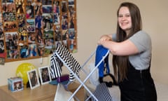 Sarah Carden with her much-borrowed clothes airer