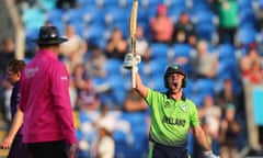 Ireland's Curtis Campher celebrates victory over Scotland in the T20 World Cup.