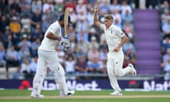 England v India: Specsavers 4th Test - Day Two<br>SOUTHAMPTON, ENGLAND - AUGUST 31: Sam Curran of England celebrates dismissing India captain Virat Kohli during day two of the Specsavers 4th Test match between England and India at The Ageas Bowl on August 31, 2018 in Southampton, England. (Photo by Gareth Copley/Getty Images)