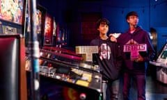 Michael Artiaga (left) and his brother, Andy, in an arcade in Texas: they faced off in the final of the Tetris world championship.