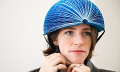 Inventor Isis Shiffer wearing her EcoHelmet.