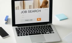 Job search page open on laptop