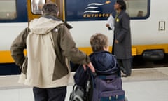 Wheelchair passenger waits to board a Eurostar train.