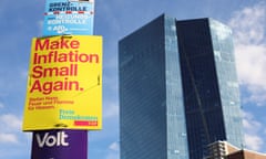 German political posters in front of the European Central Bank.