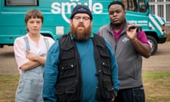 Who you gonna call? ... Emma D’Arcy, Nick Frost and Samson Kayo in Truth Seekers. Photograph: Colin Hutton/Stolen Pictures/Amazon Prime Video