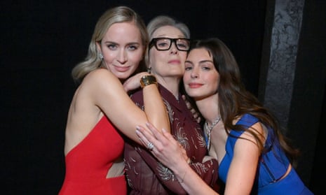 Emily Blunt, Meryl Streep and Anne Hathaway backstage at this year’s SAG awards.