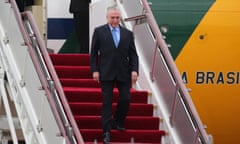 2017 Brics summit in China<br>epa06180446 Brazilian President Michel Temer arrives at Xiamen Gaoqi International Airport to attend the upcoming 2017 BRICS Summit in Xiamen, China's Fujian province, 03 September 2017. The ninth BRICS (Brazil, Russia, India, China and South Africa) Summit in Xiamen runs from 03 to 05 September.  EPA/WU HONG / POOL