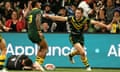Cameron Murray crosses for sixth try in six Tests as Australia defeated New Zealand 36-18 at AAMI Park.