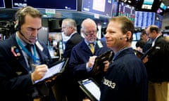 Traders on floor of New York Stock Exchange