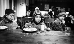 Brothers Mahdi and Amir-Abbas from Afghanistan at lunch with their Iraqi friend Mahood.