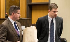 Chicago police officer Jason Van Dyke, right, leaves the courtroom after a hearing with his attorney Daniel Herbert in Chicago earlier this month.