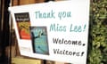 This photo taken Wednesday, July 8, 2015, shows a sign welcoming book fans to Monroeville, Ala., the hometown of "To Kill a Mockingbird" author Harper Lee. Lee's second book "Go Set a Watchman" is set for release July 14, 2015, and town officials are hoping the new novel draws more visitors to the quiet town of 6,300 people. (AP Photo/Jay Reeves)