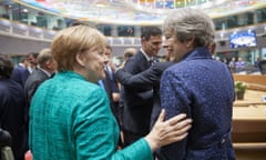 Angela Merkel and Theresa May at the European council meeting in Brussels.