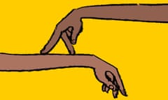 Two lower arms touching each other